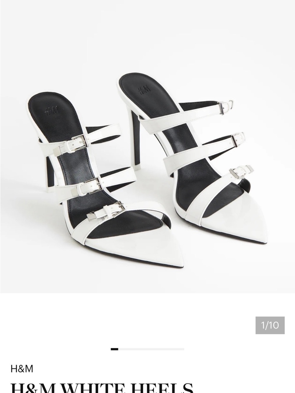 H&M White Multi-Strap Pointed Stiletto Heels